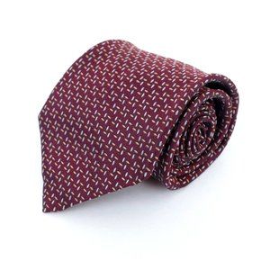 Armani Collezioni 100% Silk Red Geometric Necktie 3.75" 57" Made in Italy Luxury